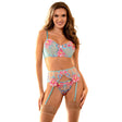 Subblime - 957643 Bh- und Strumpfgürtel-Set mit Blumenstickerei Rosa S/M