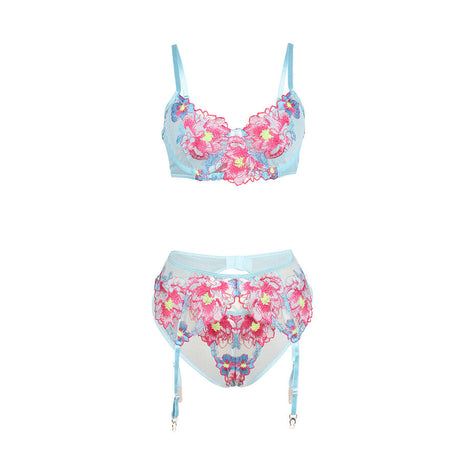 Subblime - 957650 Bh- und Strumpfgürtel-Set mit Blumenstickerei Rosa L/XL