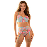Subblime - 957650 Bh- und Strumpfgürtel-Set mit Blumenstickerei Rosa L/XL