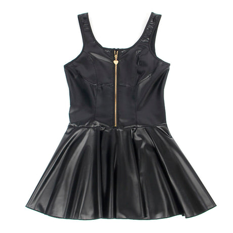 Subblime - 957667 Lederkleid mit Herz-Reissverschluss, Schwarz, S/M