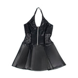 Subblime - 957704 Lederkleid mit Spitzenreissverschluss Schwarz S/M