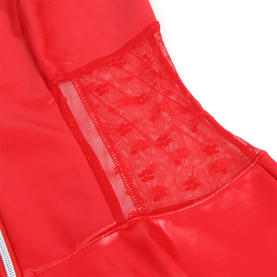 Subblime - 957728 Lederkleid mit Spitzenreissverschluss Rot S/M