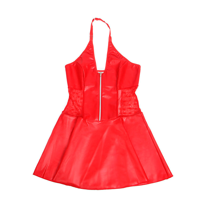 Subblime - 957728 Lederkleid mit Spitzenreissverschluss Rot S/M