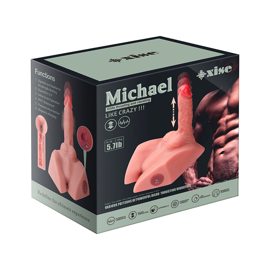 Xise - Michael Realistischer Dildo und Anusmasturbator mit Stossfunktion, 15 cm