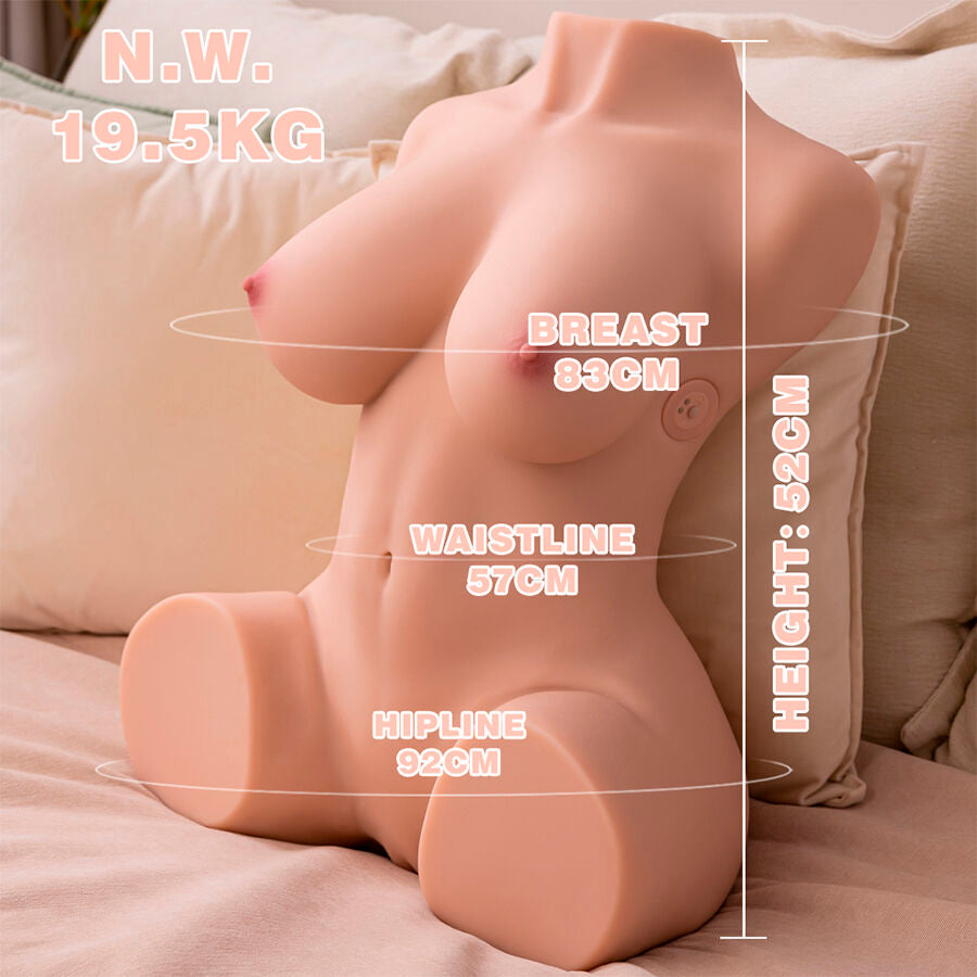 Xise - Dania - Realistischer, Vibrierender Weiblicher Torso mit Stossfähigkeiten, 52 cm