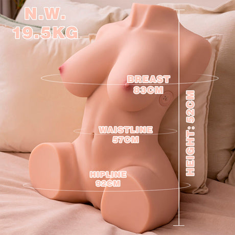 Xise - Dania - Realistischer, Vibrierender Weiblicher Torso mit Stossfähigkeiten, 52 cm