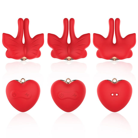Armony - Magnetische Nippelklemmen mit Vibration Schmetterlingsform Rot