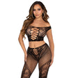 Leg Avenue - Crop Top und Netzlegging mit Freien Schultern Schwarz