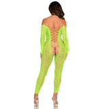 Leg Avenue - Bodystocking mit ohne Schritt Exotic Snake Lace Neongrün