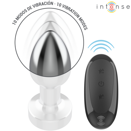 Intense - Anal Plug 10 Vibrationen Metall mit Fernbedienung S