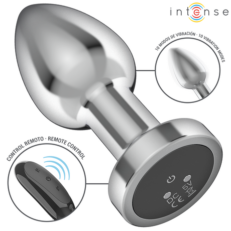 Intense - Anal Plug 10 Vibrationen Metall mit Fernbedienung M