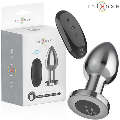 Intense - Anal Plug 10 Vibrationen Metall mit Fernbedienung L