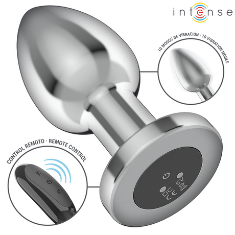 Intense - Anal Plug 10 Vibrationen Metall mit Fernbedienung L