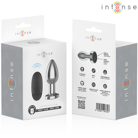 Intense - Anal Plug 10 Vibrationen Metall mit Fernbedienung L