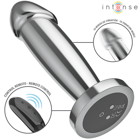 Intense - Anal Plug 10 Vibrationen Metalldildo mit Fernbedienung S