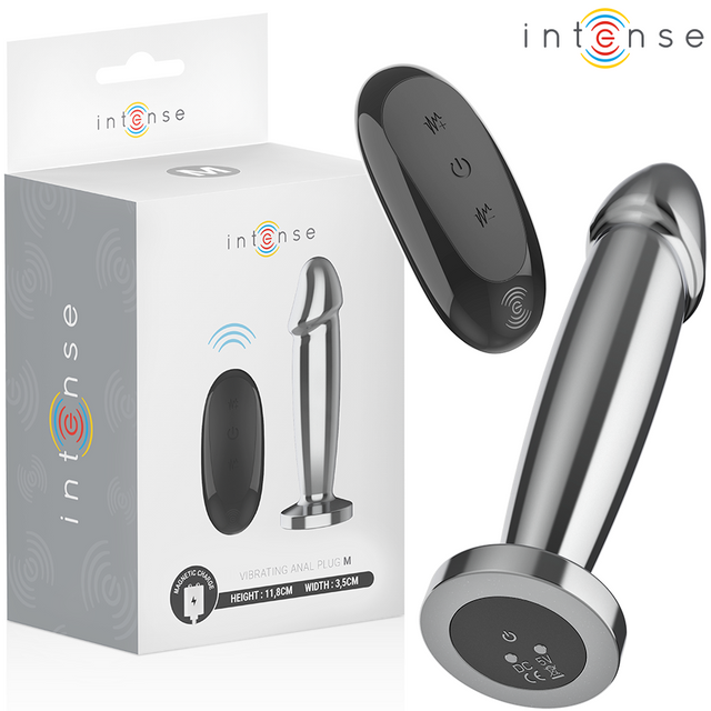 Intense - Anal Plug 10 Vibrationen Metalldildo mit Fernbedienung M
