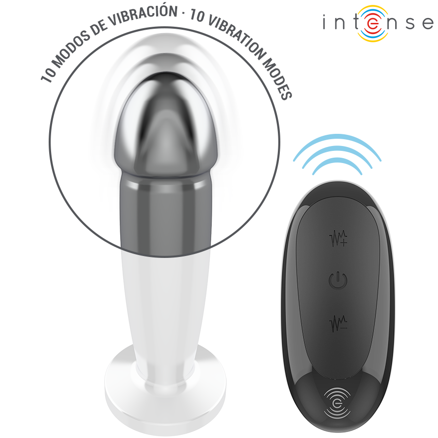 Intense - Anal Plug 10 Vibrationen Metalldildo mit Fernbedienung M