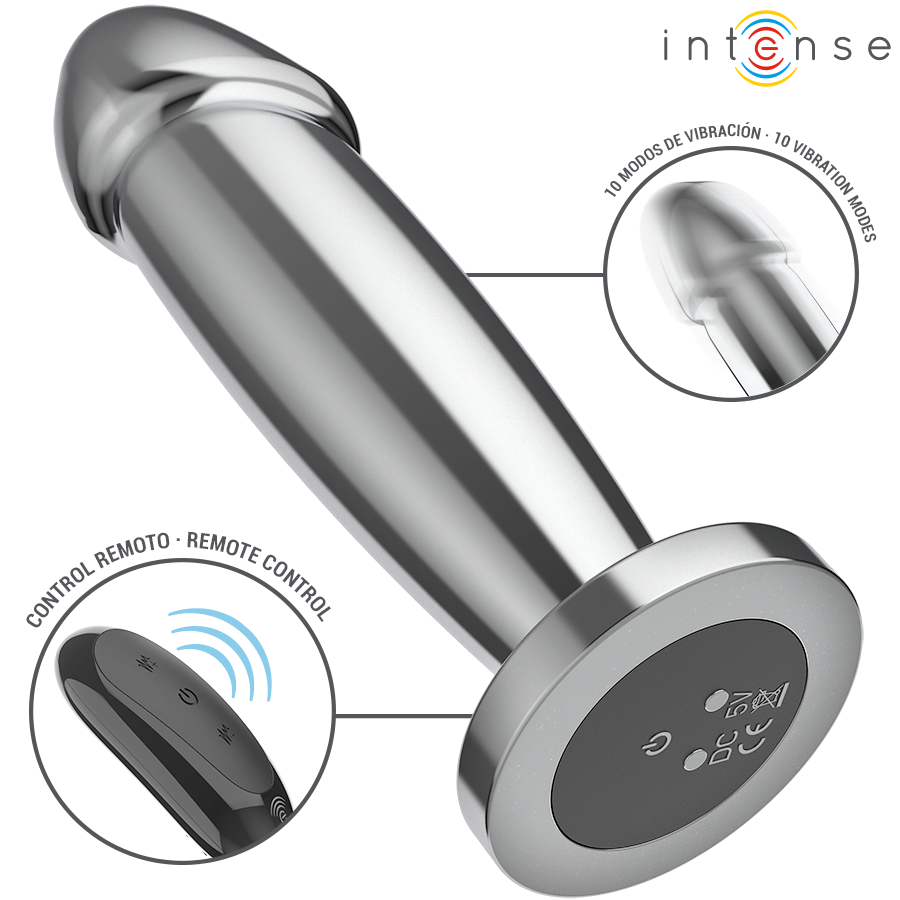 Intense - Anal Plug 10 Vibrationen Metalldildo mit Fernbedienung M