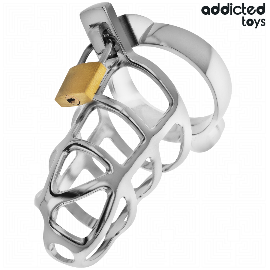 Addicted Toys Locked - Silbernes Schloss Peniskäfig Metall Grösse M