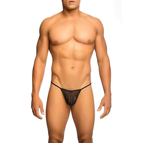 Mob - Transparenter T-Förmiger Tanga Schwarz Grösse S/M