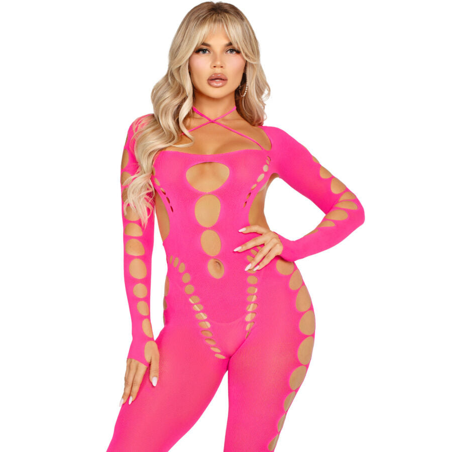 Leg Avenue - Rosa Bodystocking mit Offenem Rücken, Einheitsgrösse