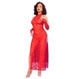 Chilirose - Cr 4853 Rotes Spitzenkleid mit Handschuhen L/XL