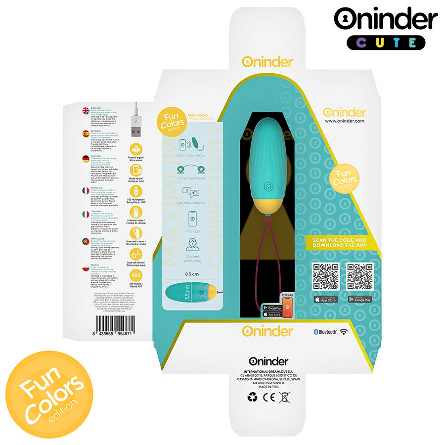 Oninder Cute – Vibrierendes Liebes- und Vergnügens-Ei – Rotierende Silikon-Edelsteine – Kostenlose Globale App