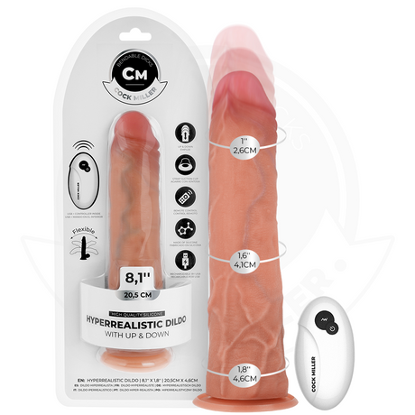 Cock Miller - Hyperrealistischer Dildo mit Saugnäpfen und Stossfunktion mit Fernbedienung 20,5 cm