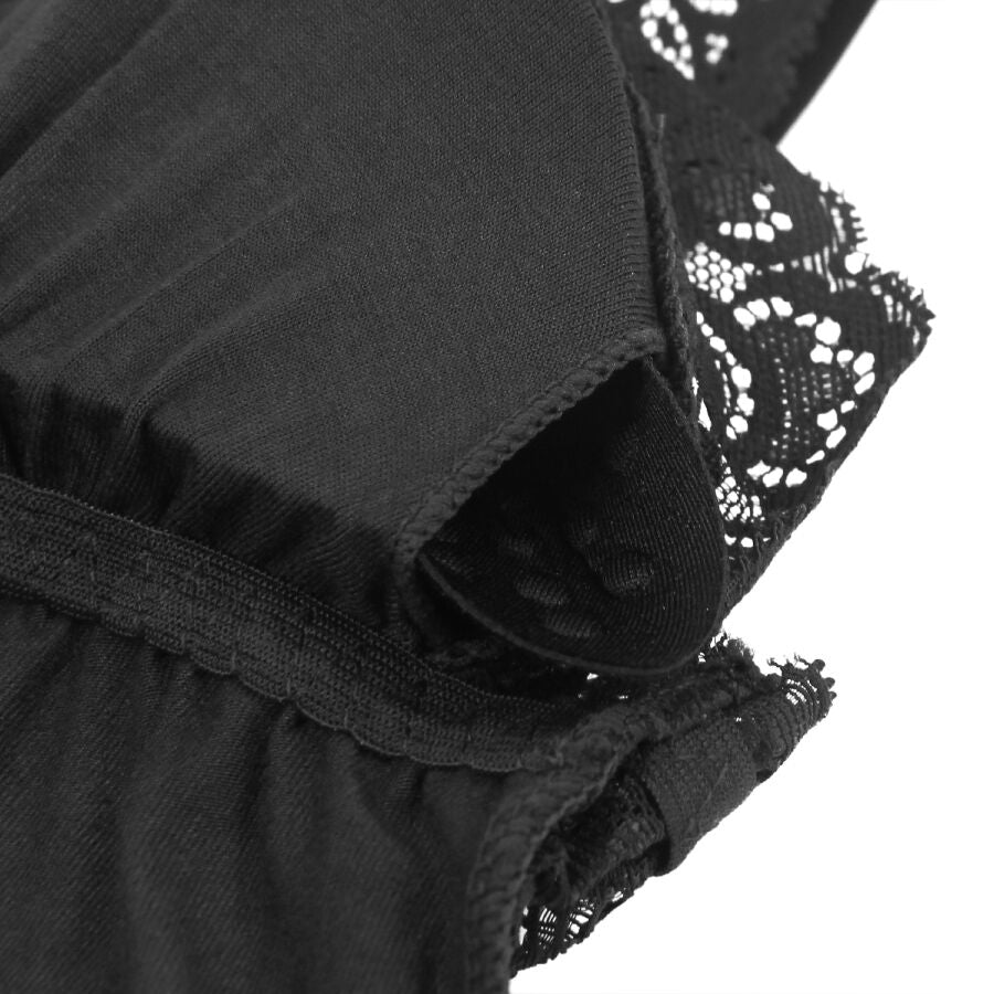 Subblime - Schwarzer Teddy mit Blumenspitzendetail S/M