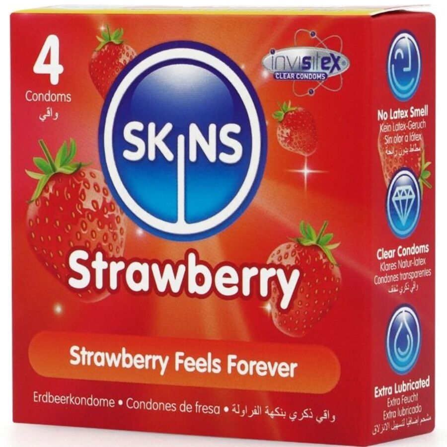 Skins - Erdbeere Premium-Kondome Packung 4
