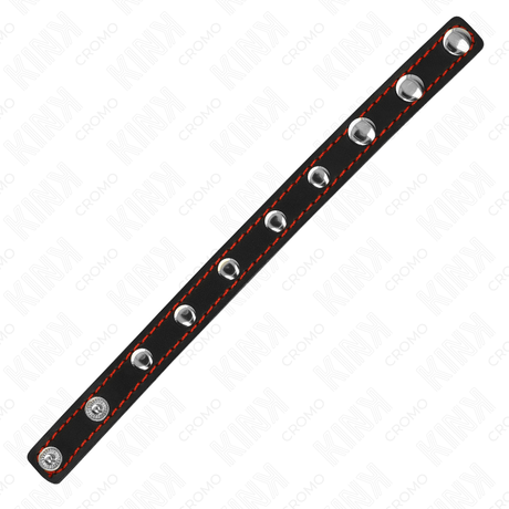 Kink - Penisring aus Leder mit Druckverschluss Rot Futter 21 x 1,5 cm