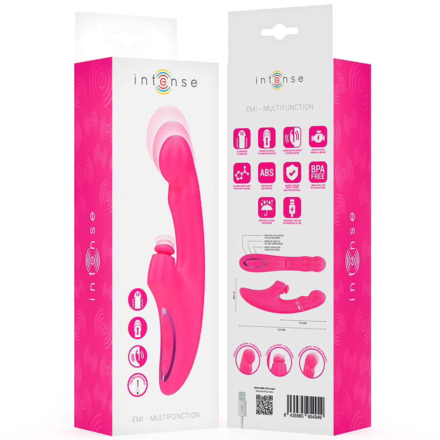 Intense - Emi Vibrator 13,5 cm Multifunktion 3 in 1 10 Vibrationen Rosa