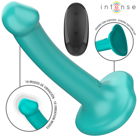 Intense - Katie Vibrator mit Saugnäpfen 10 Vibrationen Blau Fernbedienung