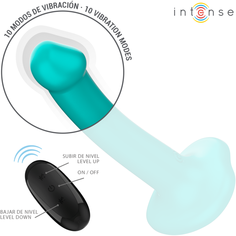 Intense - Katie Vibrator mit Saugnäpfen 10 Vibrationen Blau Fernbedienung