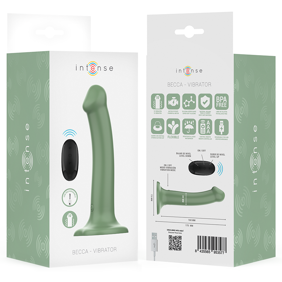 Intense - Becca Vibrator mit Saugnapf 10 Vibrationen Grüne Fernbedienung