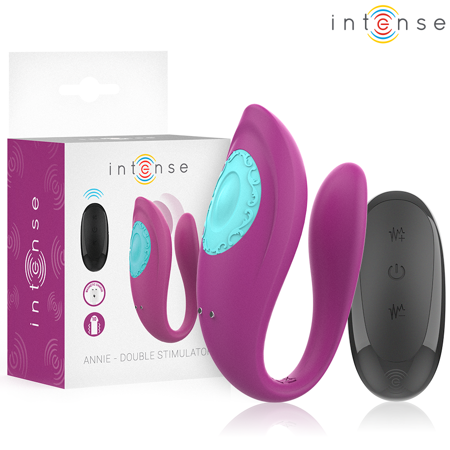 Intense - Annie U-Förmiger Vibrator und Stimulator Lila Fernbedienung