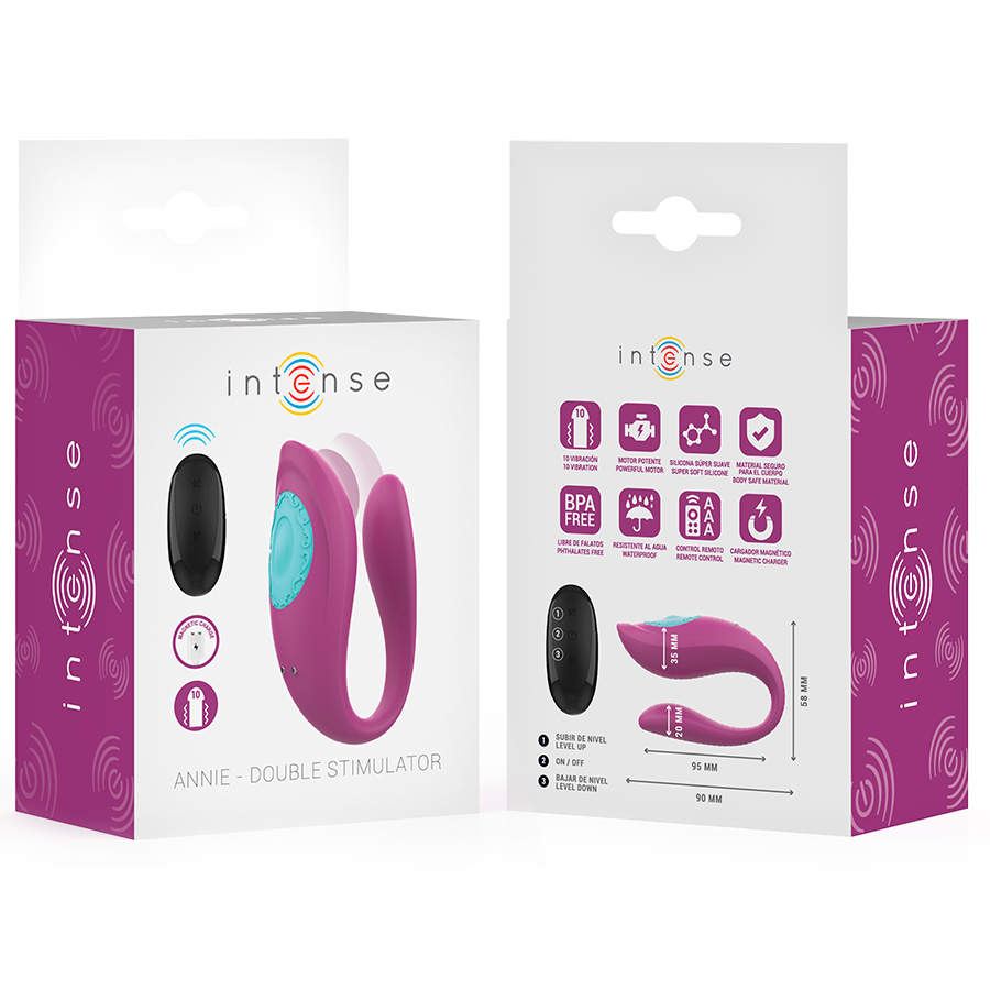 Intense - Annie U-Förmiger Vibrator und Stimulator Lila Fernbedienung