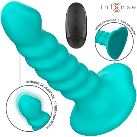 Intense - Buffy Vibrator Grösse S Spirale Design 10 Vibrationen Blau Fernbedienung