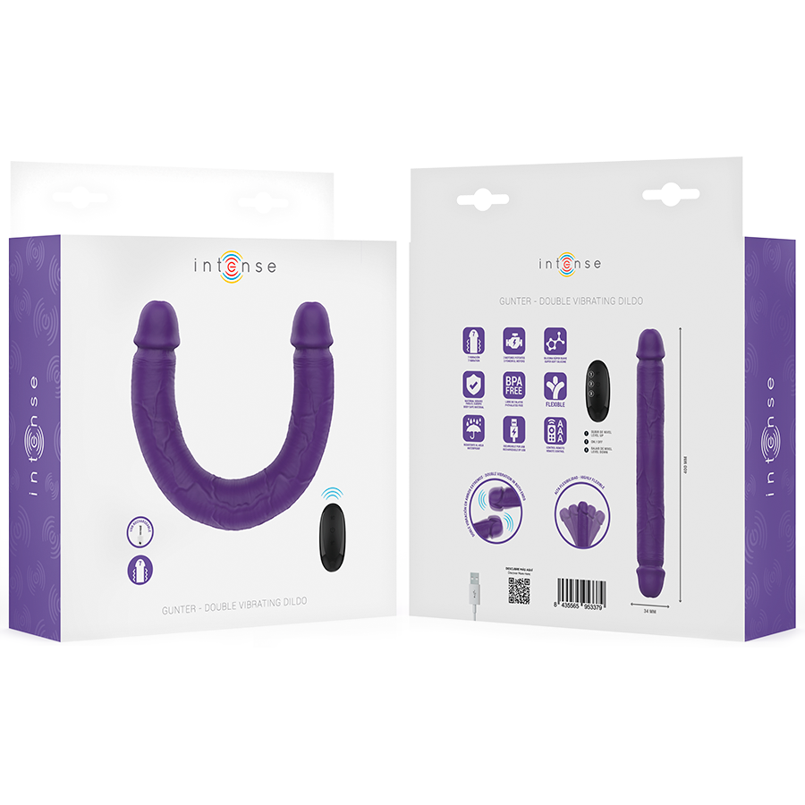 Intense - Gunter Dildo Doppelvibrator 40 cm Lila Fernbedienung