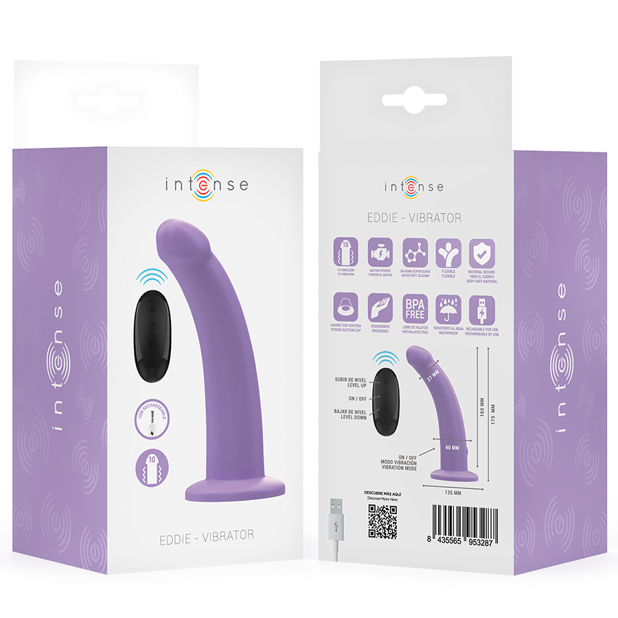 Intense - Eddie Vibrator 17,5 cm 10 Vibrationen Lila Fernbedienung