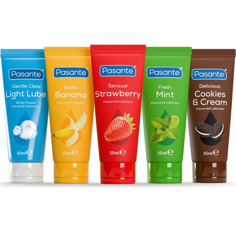 Pasante - Packung Sortierte Gleitmittel mit Geschmack 5 Einheiten x 15 ml