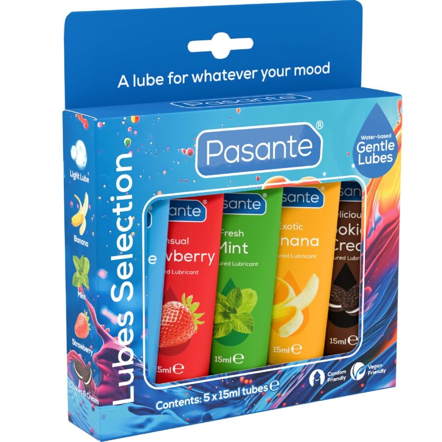 Pasante - Packung Sortierte Gleitmittel mit Geschmack 5 Einheiten x 15 ml