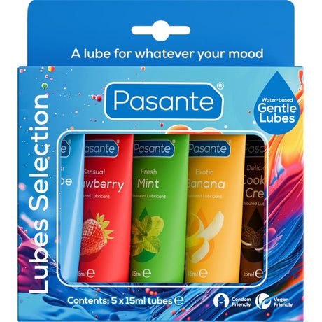 Pasante - Packung Sortierte Gleitmittel mit Geschmack 5 Einheiten x 15 ml
