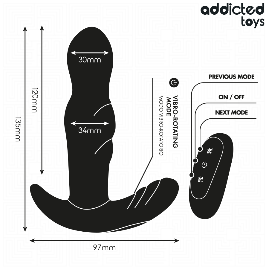 Addicted Toys - Rotierender Vibrierender Analstecker mit Fernbedienung