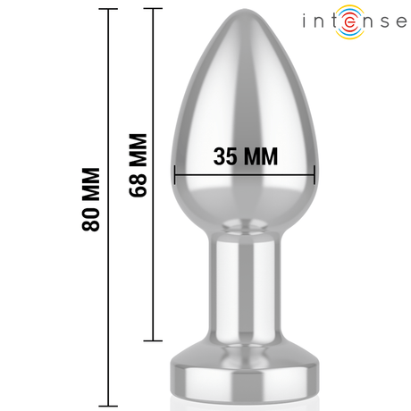 Intense - Vibrierender Analplug aus Metall mit LED-Leuchten und Fernbedienung - Grösse S