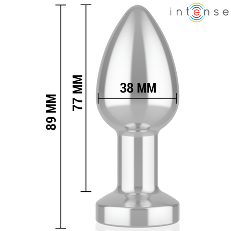 Intense - Vibrierender Analplug aus Metall mit LED-Leuchten und Fernbedienung - Grösse M