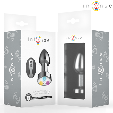 Intense - Vibrierender Analplug aus Metall mit LED-Leuchten und Fernbedienung - Grösse M