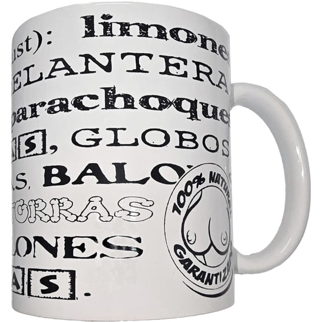 Diablo Picante - Weisse Tasse mit Tittensynonymen 370 ml