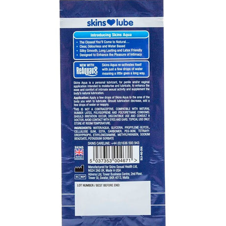 Skins - Aqua Gleitmittel auf Wasserbasis, Einzeldosis 5 ml
