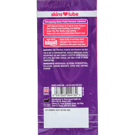 Skins – Fruchtiges, Wasserbasiertes Gleitmittel Mango & Passionsfrucht, Einzeldosierung 5 ml